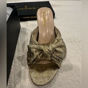 Lulus Dorothea Gold Knotted High Heel Sandals